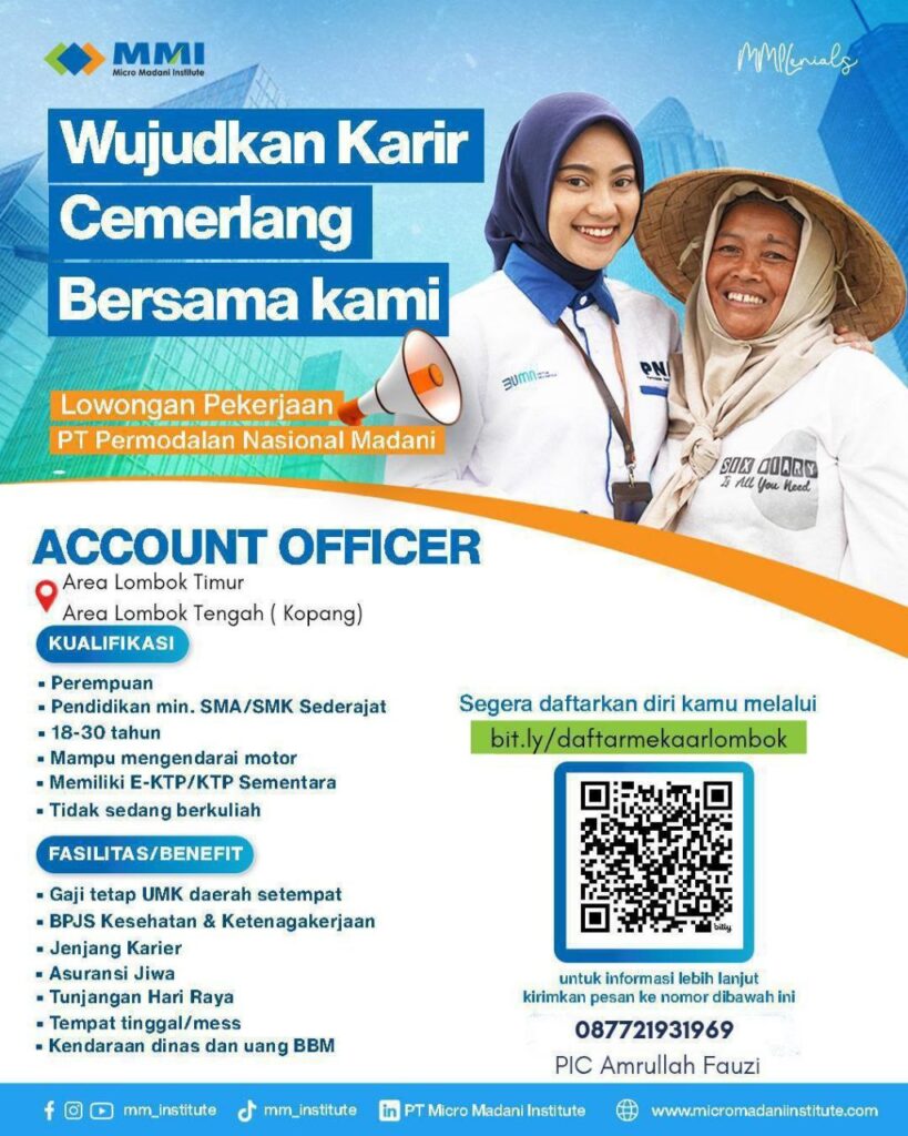 Loker Account Officer Kabupaten Lombok Timur dan Lombok Tengah (Kopang)
